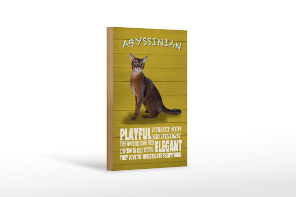 Holzschild Spruch 12x18cm Abyssinian Katze playful elegant
