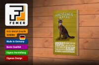 Holzschild Spruch 12x18cm Abyssiner Katze verspielt