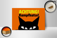Holzschild Spruch 18x12cm Achtung Kampfkatze Katze