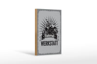 Holzschild Hinweis 12x18 cm Motorrad Werkstatt graue...
