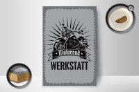 Holzschild Hinweis 12x18 cm Motorrad Werkstatt graue Dekoration