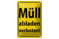 Blechschild Hinweis 12x18cm Müll abladen verboten