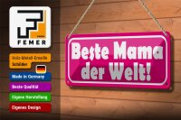 Blechschild Spruch 27x10cm Beste Mama der Welt Dekoration