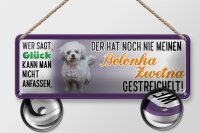 Blechschild Spruch 27x10cm Bolonka Zwetna Hund gestreichelt Glück Dekoration