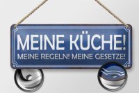 Blechschild Spruch 27x10cm meine Küche Regeln meine Gesetze Dekoration