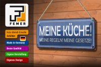 Blechschild Spruch 27x10cm meine Küche Regeln meine Gesetze Dekoration
