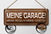 Blechschild Spruch 27x10cm meine Garage Regeln Gesetze Dekoration