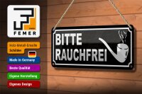 Blechschild Hinweis 27x10cm Bitte rauchfrei Dekoration