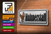 Blechschild Hinweis 27x10cm Hühnerstall Eier Huhn Dekoration