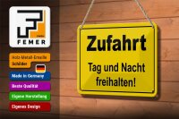 Blechschild Hinweis 18x12cm Zufahrt Tag und Nacht freihalten