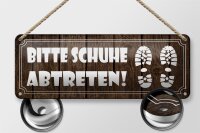 Blechschild Spruch 27x10cm bitte Schuhe abtreten Dekoration