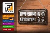 Blechschild Spruch 27x10cm bitte Schuhe abtreten Dekoration