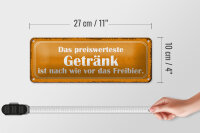 Blechschild Spruch 27x10cm Bier das preiswerteste Getränk Dekoration