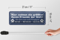 Blechschild Spruch 27x10cm Hund + Mensch = Glück Dekoration