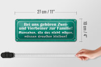 Blechschild Spruch 27x10cm Zwei und Vierbeiner zur Familie Dekoration