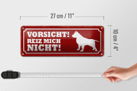 Blechschild Hinweis 27x10cm Hund Vorsicht reiz mich nicht Dekoration