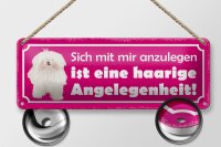 Blechschild Spruch 27x10cm Hund eine haarige Angelegenheit Dekoration