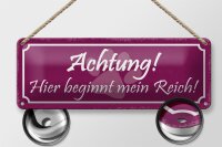 Blechschild Hinweis 27x10cm Hund hier beginnt mein Reich Dekoration