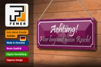 Blechschild Hinweis 27x10cm Hund hier beginnt mein Reich Dekoration