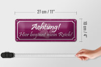 Blechschild Hinweis 27x10cm Hund hier beginnt mein Reich Dekoration
