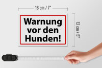Blechschild Hinweis 18x12cm Warnung vor den Hunden weißes Schild