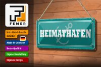 Blechschild Hinweis 27x10cm Heimathafen Anker blaues Schild