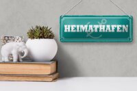 Blechschild Hinweis 27x10cm Heimathafen Anker blaues Schild