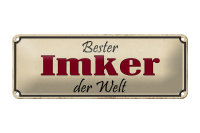 Blechschild Spruch 27x10cm bester Imker der Welt Honig Dekoration
