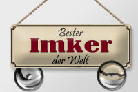 Blechschild Spruch 27x10cm bester Imker der Welt Honig Dekoration