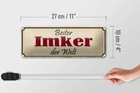 Blechschild Spruch 27x10cm bester Imker der Welt Honig Dekoration