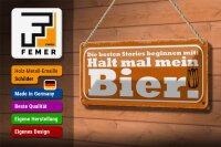 Blechschild Spruch 27x10cm beste Stories halt mein Bier Dekoration