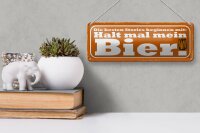 Blechschild Spruch 27x10cm beste Stories halt mein Bier Dekoration