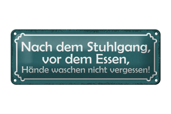 Blechschild Spruch 27x10cm Hände waschen nicht vergessen Dekoration