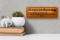 Blechschild Spruch 27x10cm Hausordnung Hausherr immer Recht
