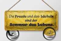 Blechschild Spruch 27x10cm Freude Lächeln Sommer des Lebens Dekoration