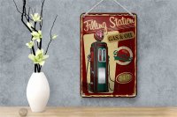 Blechschild Retro 12x18cm Gasoline filling station gas 24/7