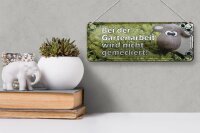 Blechschild Spruch 27x10cm bei Gartenarbeit nicht meckern Dekoration