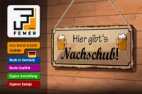 Blechschild Spruch 27x10cm Bier gibt es Nachschub Dekoration