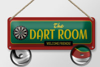 Blechschild Hinweis 27x10cm the Dart Room welcome Friends Dekoration