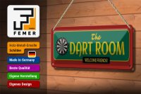 Blechschild Hinweis 27x10cm the Dart Room welcome Friends Dekoration