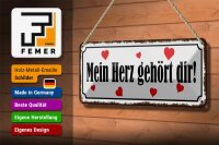 Blechschild Spruch 27x10cm mein Herz gehört dir Herz Dekoration