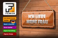 Blechschild Spruch 27x10cm ich liebe es wenn meine Frau mich Radfahren lässt