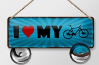 Blechschild Spruch 27x10cm I love my Bike Fahrrad Dekoration