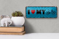 Blechschild Spruch 27x10cm I love my Bike Fahrrad Dekoration