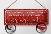 Blechschild Spruch 27x10cm Lücke in Lebenslauf ja war geil Dekoration