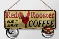 Blechschild Spruch 27x10cm Red Rooster rise`n shine COFFEE Dekoration