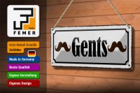 Blechschild Hinweis 27x10cm Gents Männer Dekoration
