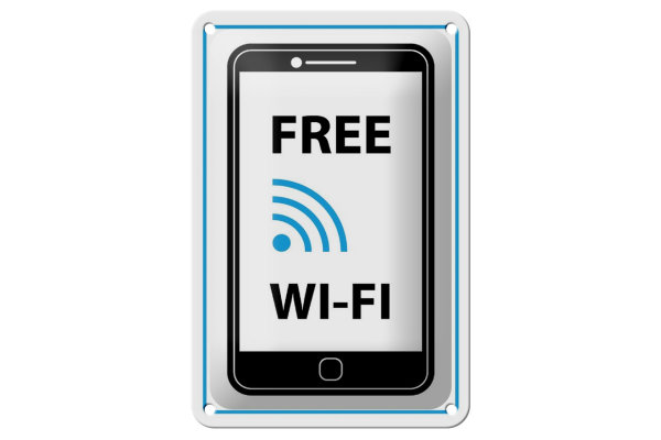 Blechschild Hinweis 12x18cm Free WI-FI (Handy)