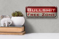 Blechschild Hinweis 27x10cm Bullshit Free Zone freie Zone Dekoration