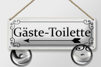 Blechschild Hinweis 27x10cm Gäste-Toilette links Dekoration